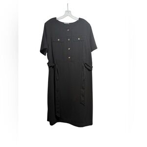 Papaya Black Button-Front Short-Sleeve Dress